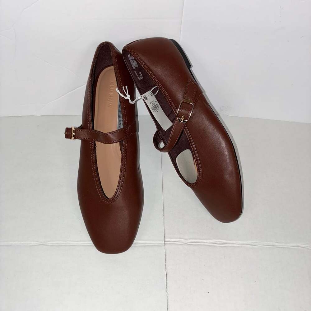 NEW Old Navy Mary Jane Flats Women Size 7 Brown Synthetic Shoes